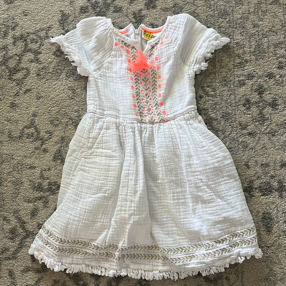 Mini Biden size 6-7 white linen white dress